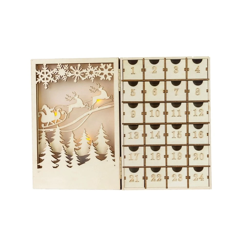 Calendar de Advent de Crăciun neterminat din lemn